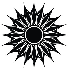 sun black and white silhouette vector design