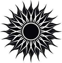 sun black and white silhouette vector design