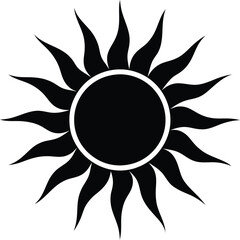 sun black and white silhouette vector design