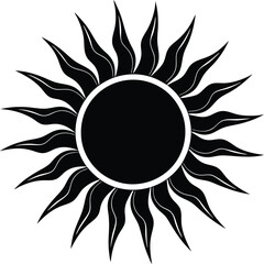 sun black and white silhouette vector design