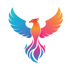 Fototapeta premium Vector Stylized Phoenix Logo with Vibrant Gradient Colors and Flame-like Tail Feathers for Modern Branding