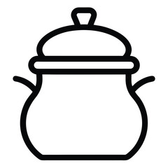 Clay Pot Vector Simple Outline.