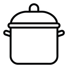 Stock Pot Vector Simple Outline.
