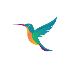 Obraz premium hummingbird vector illustration, Vector Colorful Hummingbird Illustration in Flight with Geometric Shapes and a Minimalist Modern Design
