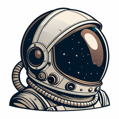 Create a bold, vector illustration of an astronaut helmet with a thick, black stroke.  Focus on clean lines and a minimalist style. © adobe1 stock