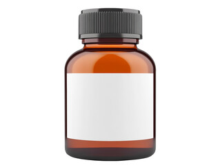 Realistic Bottle Illustration With Brown Glass and White Label Isolated