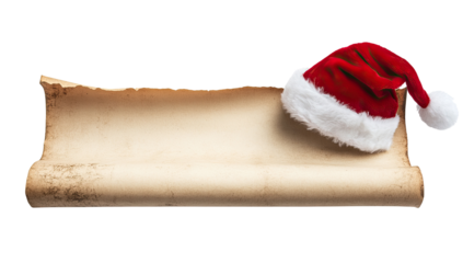 Aged scroll with Santa hat