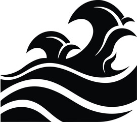ocean waves black and white silhouette vector design