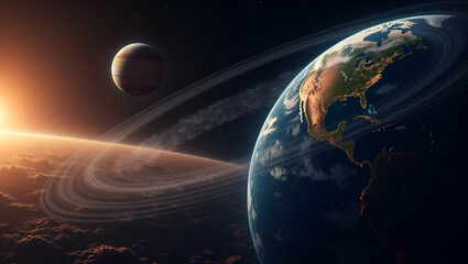 Dynamic Solar System Exploration: Integrating Advanced Spacecraft Tech, High-Res Imaging & Navigation for Planetary Study in Photo Stock Concept