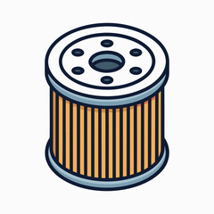 Create a bold, vector illustration of an engine oil filter with thick, black strokes.  Show detailed internal structure.