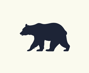 Fototapeta premium Walking bear silhouette on white background