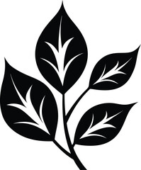 leaves black and white silhouette vector design