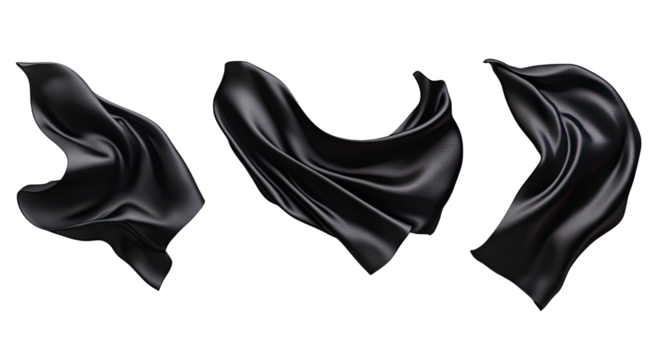 Black Fabric Draped in Different Poses