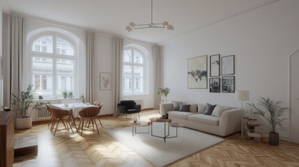 A bright modern living room with elegant and comfortable design