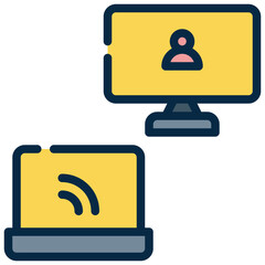 personal laptop computer privacy connected remote control filled outline icon