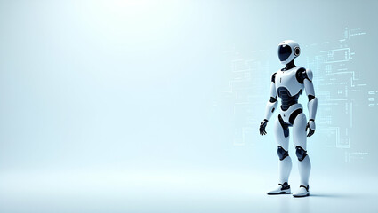 Fototapeta premium Flat Exhibit a modern minimalist wallpaper design illustrating robotics in healthcare with expansive empty space and sleek digital graphics that symbolize advanced medical robotics innovative surgical
