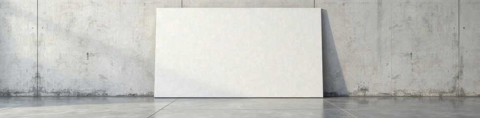 Empty canvas mounted on raw concrete Clean lines, muted tones , muted, empty, sharp