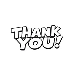 Thank you pop up white text art  typography no background, transparent, png, clip