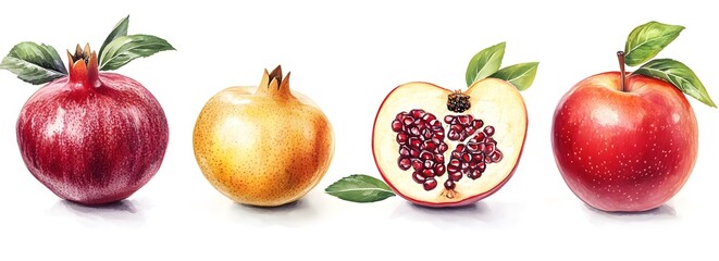 Pomegranate and Apple Illustration