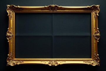 Intricate gold frame, textured black backdrop, wallpaper, black, detail
