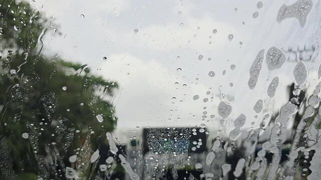 Soapy Windshield During Car Wash Process
