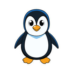 Obraz premium Adorable penguin character with orange beak vector illustration