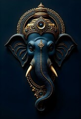 Golden Outline of Lord Ganesha on Dark Background