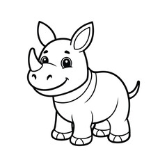 Fototapeta premium Adorable rhino design in outline silhouette