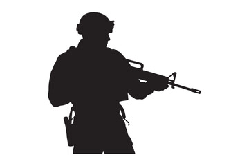 WebSilhouette of Armed Tactical Soldier