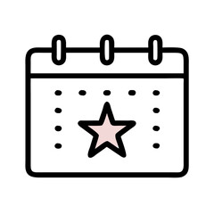 Calendar with Marked Star Icon Design