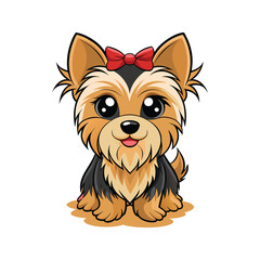 Adorable Yorkshire Terrier puppy with playful expression vector illustration