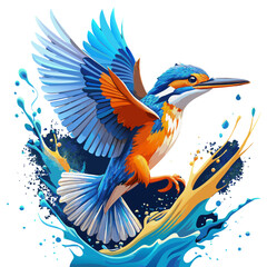 Vector kingfisher high-quality illustration