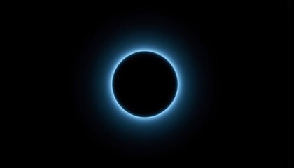 Naklejka premium Celestial Blue Glow Eclipse in Dark Night Sky