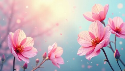 Swirling pastel watercolor blooms, soft focus, flower, happy