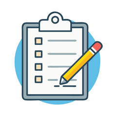 Checklist Clipboard with Pencil Tool Icon Design
