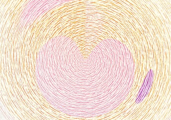 Concentric Spiral Lines in Pink and Orange with a Textured Effect and a Solitary Purple Dash