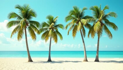 Obraz premium Row of palm trees, minimalist retro beach scene, palm, nature