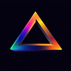 A colorful abstract three dimensional triangle shape on a black background