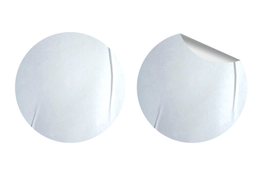 Clean White Round Sticker with Curl Edge , Mock up for Branding or Design