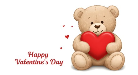 Naklejka premium Sweet Teddy's Valentine: A Loving Digital Illustration AI Generated