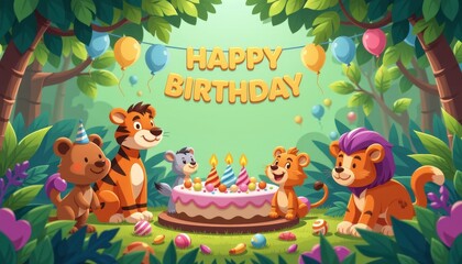 Pixel Art Jungle Birthday Celebration