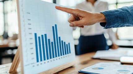 Business meeting analyzing data trends office environment digital presentation professional setting data insight