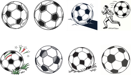 set of soccer balls_Football ball vector icon set. Soccer balls icons.
