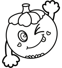Minimalist Outline Drawing of a  Cartoon fruit, Elegant Design, Cute hand drawn  for coloring books.