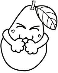 Minimalist Outline Drawing of a  Cartoon fruit, Elegant Design, Cute hand drawn  for coloring books.
