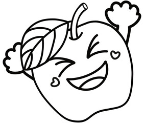 Minimalist Outline Drawing of a  Cartoon fruit, Elegant Design, Cute hand drawn  for coloring books.