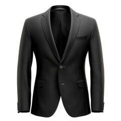 Classic black suit jacket isolated on transparent background