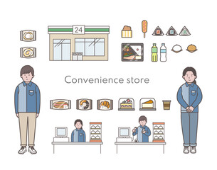 コンビニのイラストセット
