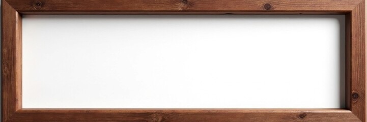 Obraz premium Rustic brown wood frame, clean white backdrop, rustic, picture frame mockup, design element