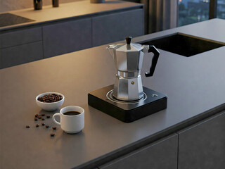 Home Barista Setup Moka Scale Island